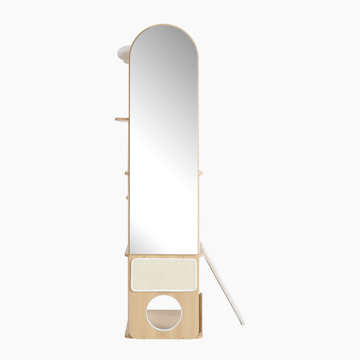 Mirror Atelier full-length arched mirror with cat tree, front view