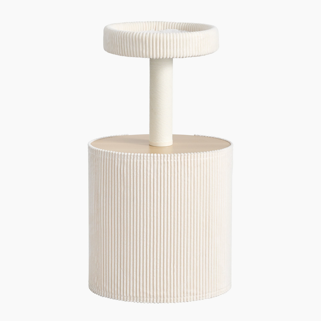 Nest Side in Cream, back view with ribbed fabric base