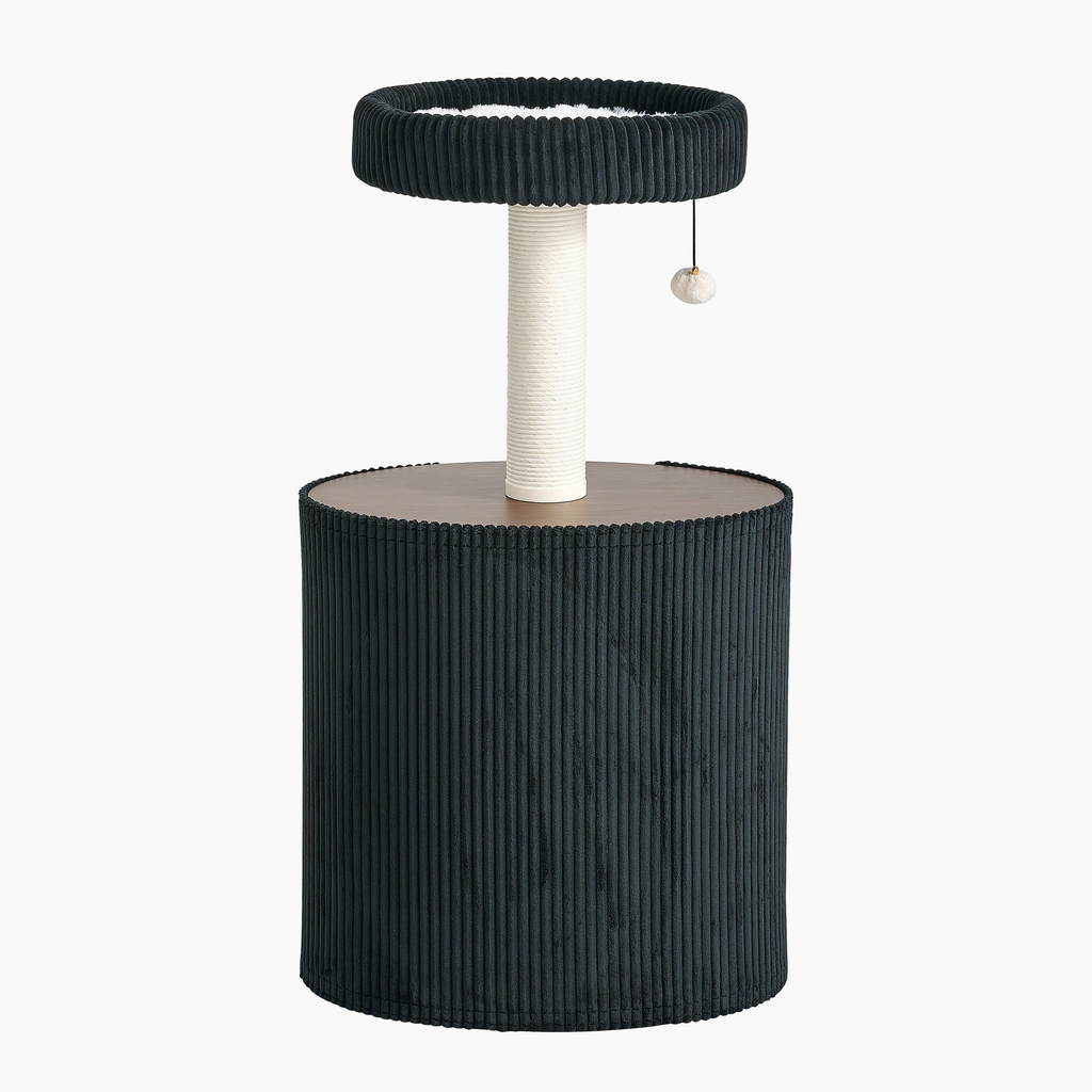 Nest Side in Charcoal, back view with ribbed fabric base